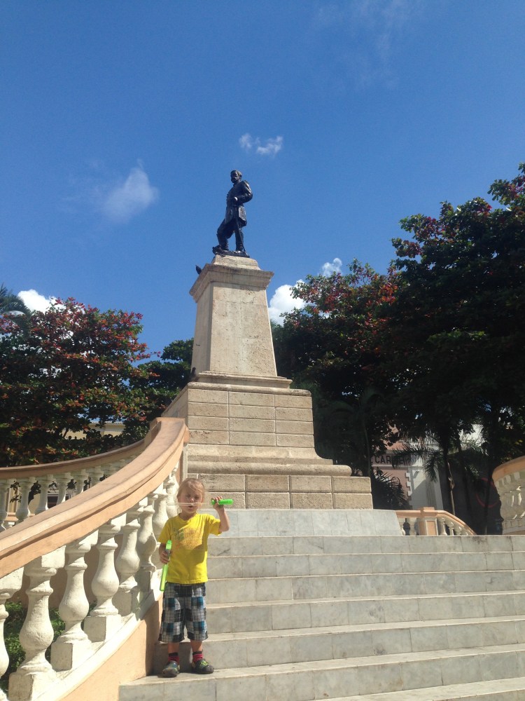 Blowing bubbles in the plaza, missing Colleen.