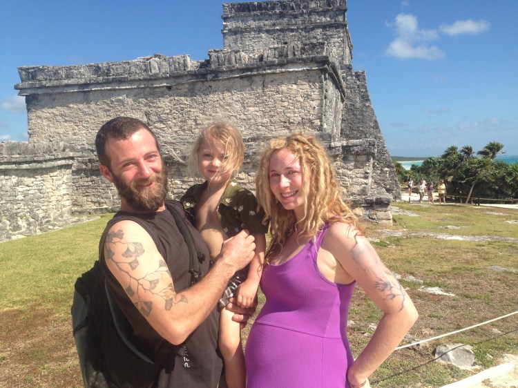 All 4 of us, staring into the super-bright sun